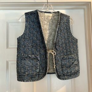 Maison Hotel Quilted Blue Vest with Tie Closure